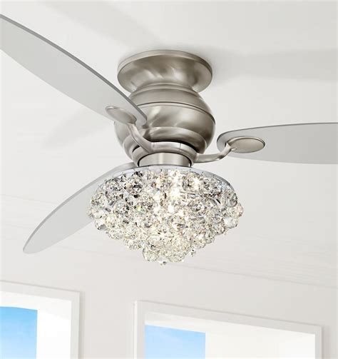 Ceiling Fans | 60" Spyder Brushed Nickel Crystal Hugger LED Ceiling Fan | brandowstore.com