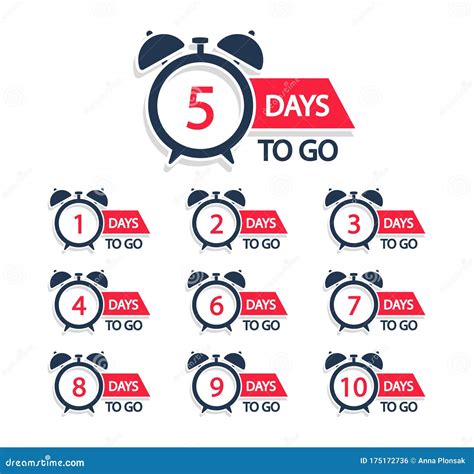 Countdown Days To Go Badges. Numbers Days Left Stock Illustration ...