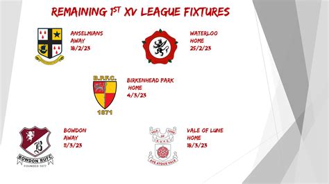 1st XV Remaining League Fixtures - Rochdale Rugby Union Football Club