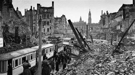 one of the most iconic photos of the second world war (colorized): taken from the top of Dresden ...