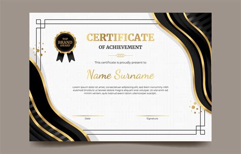 Elegant Certificate Template with Gold and Black Details 4789097 Vector ...