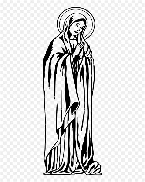 Religious Vector Statue Mary - Virgin Mary Black And White, HD Png Download - vhv