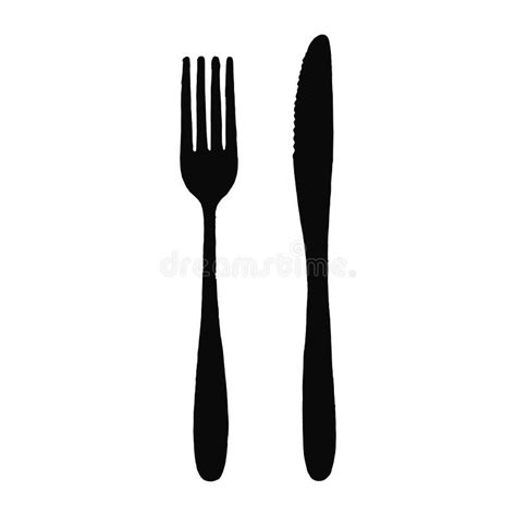 Cutlery Fork and Knife Vector Silhouette. Isolated Objects Stock Vector - Illustration of ...