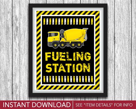 Fueling Station Sign Printable Construction Birthday Party | Etsy