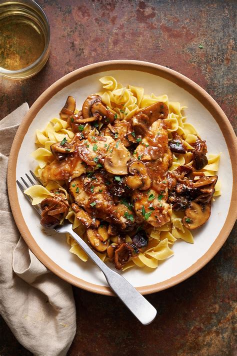 Chicken Marsala with Buttered Noodles - Baker by Nature