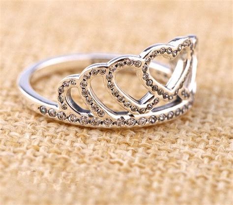 Hearts Tiara Ring 925 Sterling silver With Clear CZ Pandora | Etsy