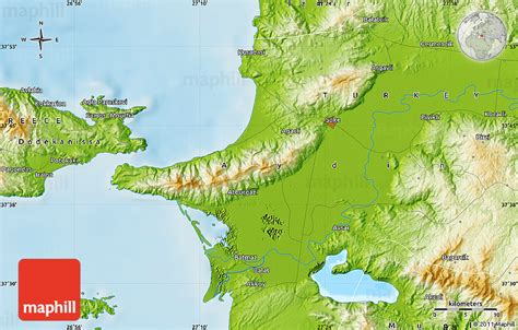 Physical Map of Agía Paraskeví