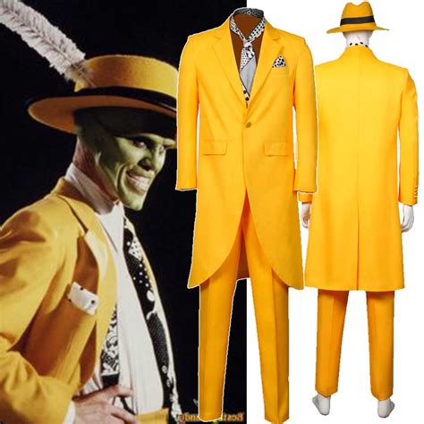 The Mask Jim Carrey Cosplay Costume Uniform Halloween Carnival Yellow ...