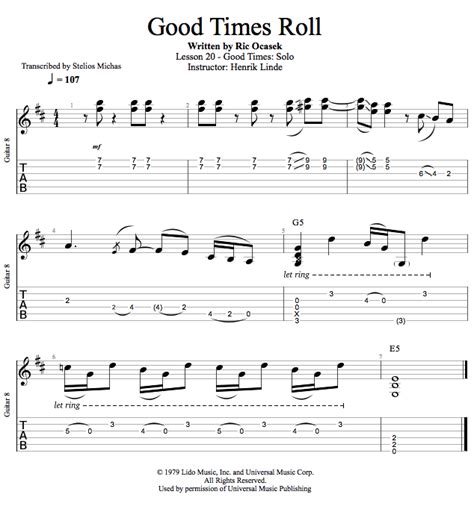 Guitar Lessons: Good Times: Solo