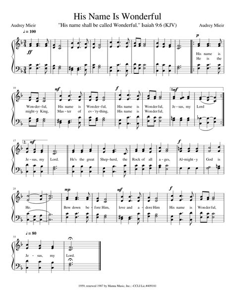 His Name Is Wonderful Sheet music for Piano (SATB) Easy | Musescore.com