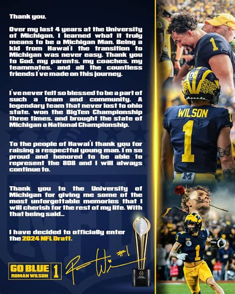 Roman Wilson declares for the NFL draft! : r/MichiganWolverines