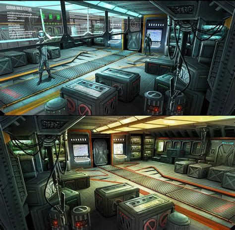 Ship Cargo Bay Concepts by cgfelker | Spaceship interior, Sci fi environment, Cargo shipping