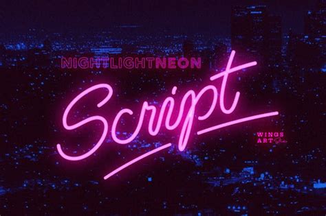 Retro Neon Font - Script Style - Design Template Place