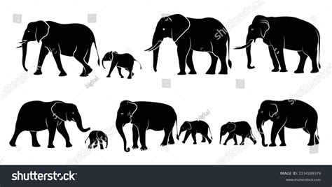 Set Elephant Silhouettes Different Poses African Stock Vector (Royalty Free) 2234289379 ...