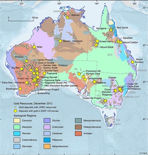 Gold Deposits 2012 Australia | Australia, Austrailia, Map