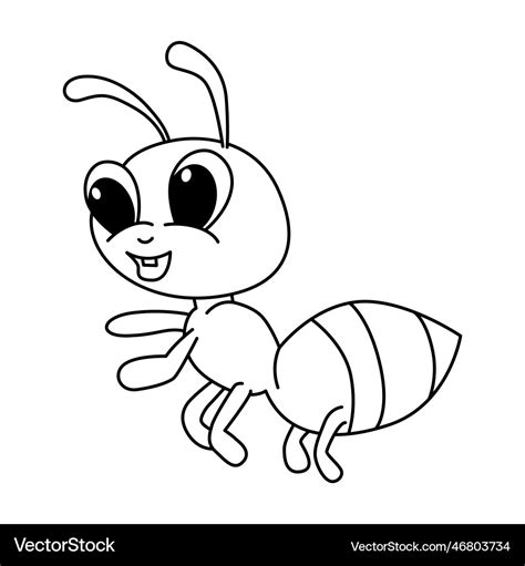 Cute ant cartoon coloring page for kids Royalty Free Vector