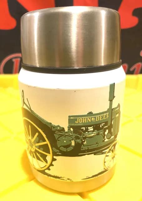 JOHN DEERE THERMOS Tractor Logo Travel Soup Mug Lid 12.5oz Stainless ...