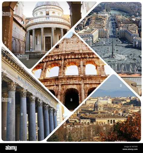 Collage of landmarks of Rome, Italy Stock Photo - Alamy