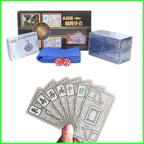 Chinese Mahjong Crystal Chinese Mahjong Playing Cards Set with 40 Chip ...