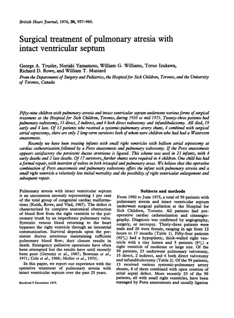 (PDF) Surgical treatment of pulmonary atresia with intact ventricular ...