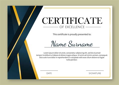 Gold Details Certificate of Excellence Template 190863 Vector Art at Vecteezy