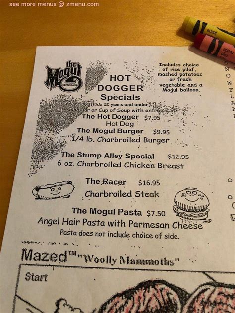 Menu at Mogul Restaurant, Mammoth Lakes