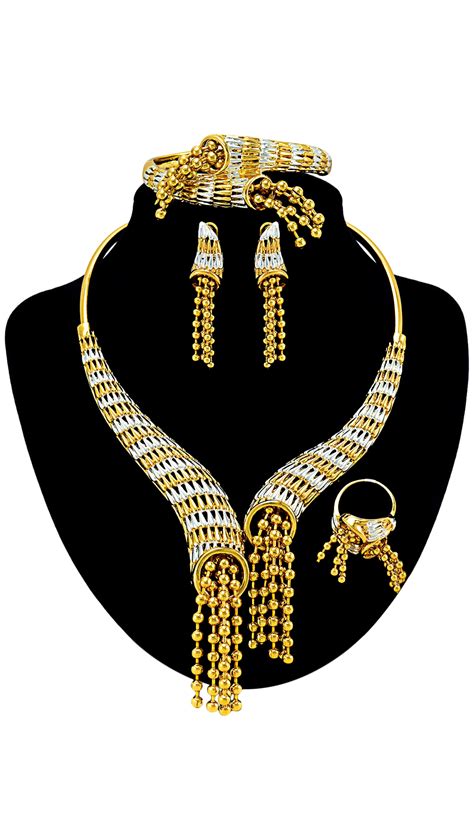 Attractive Gold Plated Dubai Style 4 Pieces Jewelry Sets