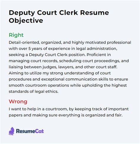 Top 17 Deputy Court Clerk Resume Objective Examples