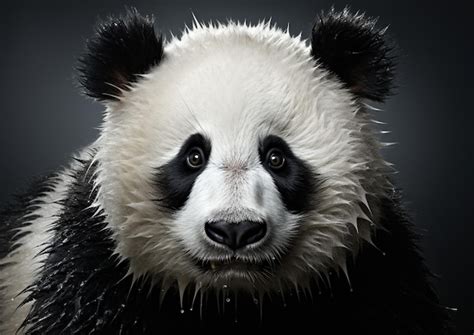 Premium AI Image | a panda bear with black eyes and a white face with ...