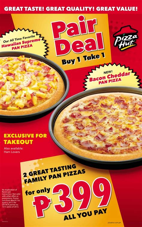 D.I.G.G.DAVAO: Pizza Hut - Pair Deal Buy 1 take 1 for just P399.