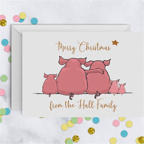 Personalised Pig Family Christmas Card A5 By Giddy Kipper | notonthehighstreet.com