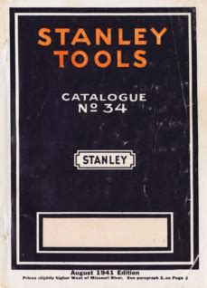 Stanley Tools Catalog No 34 1941