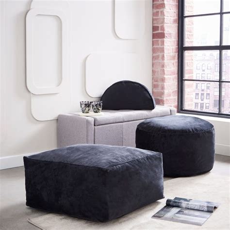 Kaleida Recycled Velour Round Pouffe | Dunelm