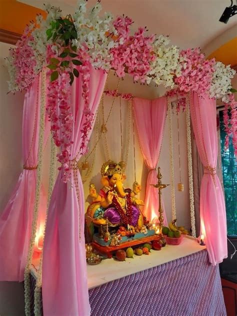 Artificial Flower Decoration for Ganpati at Home