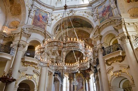 Interior of St. Nicholas Church, Prague Editorial Stock Photo - Image of cultus, chandelier ...