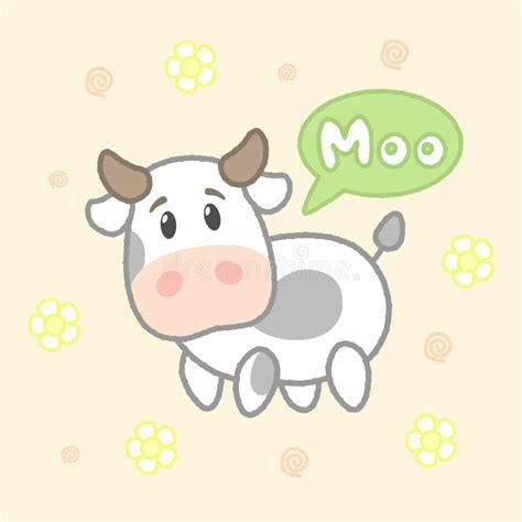 Cartoon Cute Cow Say Moo, Drawing For Kids.Vector Illustration. Stock ...