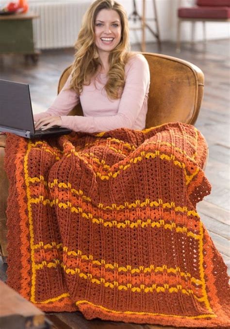 Optimistic Striped Throw in Red Heart Super Tweed - LW2523. Discover more Patterns by Red Heart ...