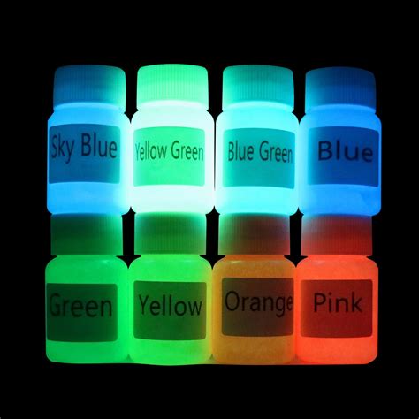 8 Luminous Paint Set Glow In The Dark Washable Long Lasting Visible ...