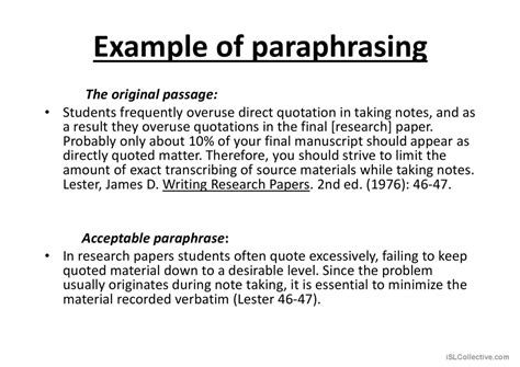 Academic Writing. Paraphrasing an…: English ESL powerpoints