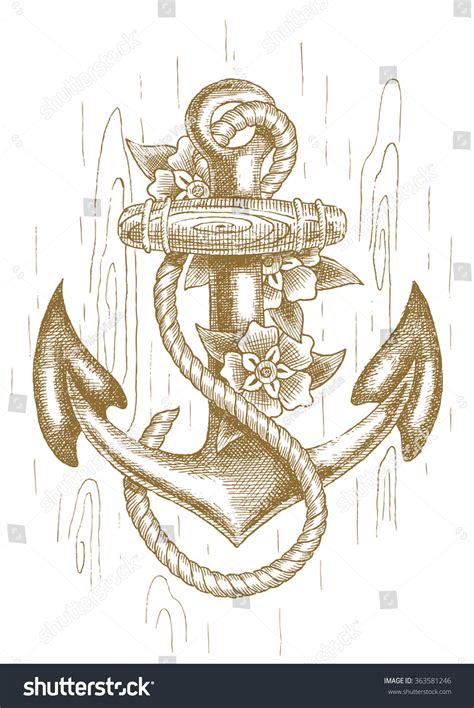 Sea Anchor Rope Flowers Drawn By Stock Vector (Royalty Free) 363581246 | Shutterstock