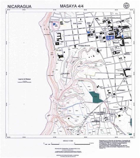 Masaya Southwest Quadrant Map, Nicaragua