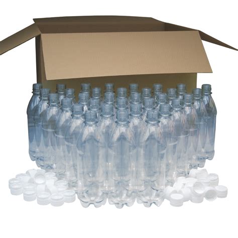 500ml Clear Pet Plastic Bottles With White Caps - Pack Of 40 - Balliihoo