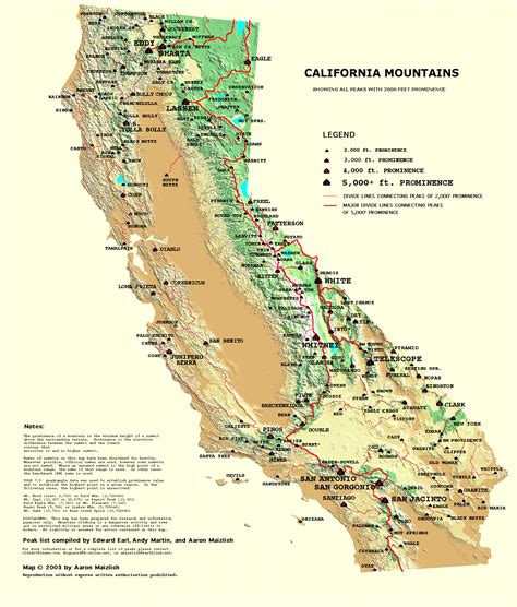 California prominence map