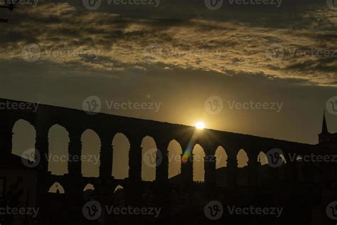 View of the famous Aqueduct of Segovia at Sunset. 6520899 Stock Photo ...