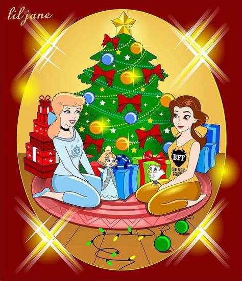 Christmas Cinderella and Belle in 2021 | Disney merry christmas, Disney art, Merry