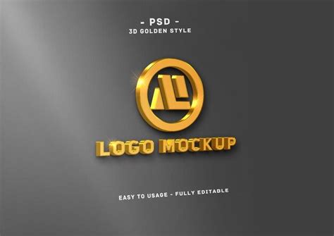 Premium PSD | 3d golden logo mockup on wall | Logo mockup, ? logo, Mockup