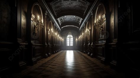 Dark Hallway Of A Gothic School Background, 3d Rendering Dark Hall Scene In Mythological, Hd ...