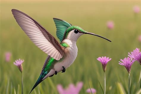 Premium AI Image | A delicate hummingbird fluttering gracefully through ...