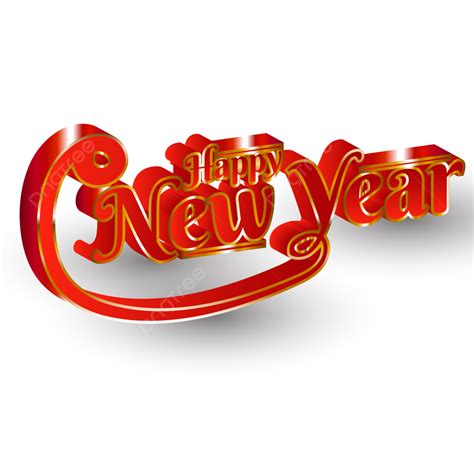 3d Happy New Year Text Red Color, Happy New Year, New Year Text, 3d New Year PNG and Vector with ...