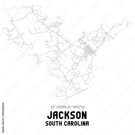 Jackson South Carolina. US street map with black and white lines. Stock Illustration | Adobe Stock